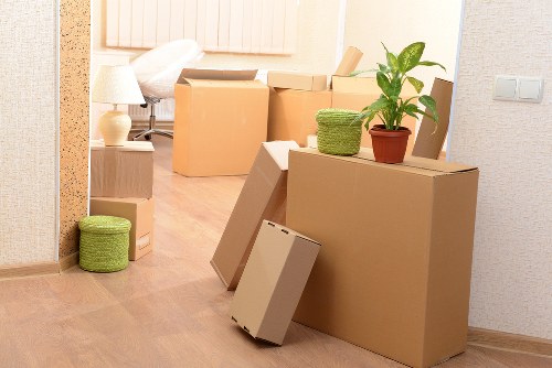 Professional packing and labelled crates for an office move in Shoreditch