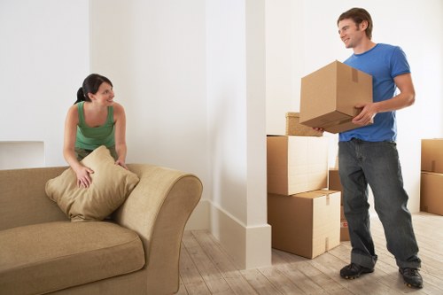 Furniture and fragile items organized for a Shoreditch house move